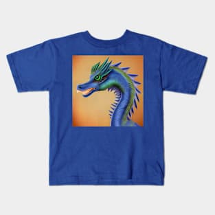 Blue Aquatic Seahorse Dragon Kids T-Shirt